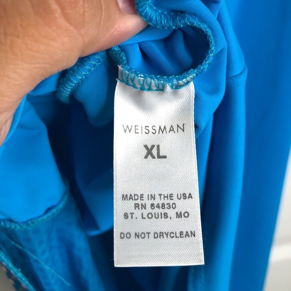 Weissman Adult Size XL Blue Shiny Metallic Design Shirt, Dance Recital Show - Picture 6 of 7